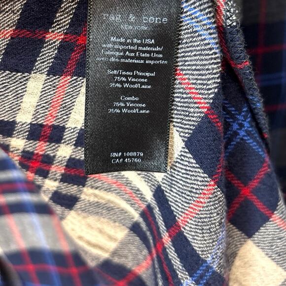 Rag & Bone Wool Blend Wrap Shirtdress Plaid Size Medium - Picture 8 of 10